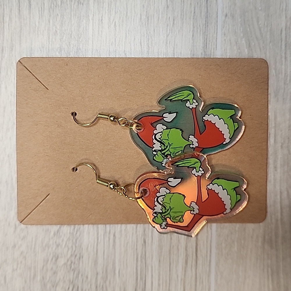 Grinch Stink Face Gold Hypoallergenic Earrings